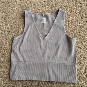 Ribbed V-Neck Tank Top in Taupe - Women medium / large stretchy